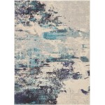 Nourison Celestial CES02 Area Rug, Ivory/Teal Blue, 5'3" x 7'3"