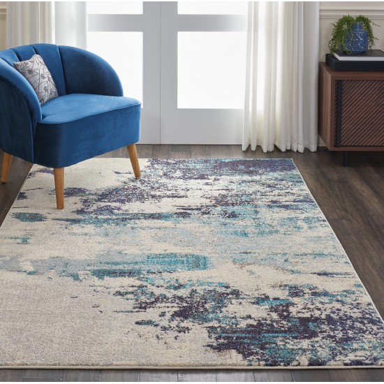 Nourison Celestial CES02 Area Rug, Ivory/Teal Blue, 5'3" x 7'3"