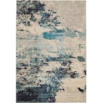 Nourison Celestial CES02 Area Rug, Ivory/Teal Blue, 6' x 9'