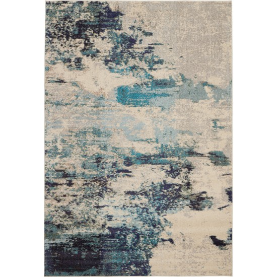 Nourison Celestial CES02 Area Rug, Ivory/Teal Blue, 6' x 9'