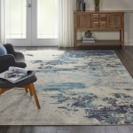 Nourison Celestial CES02 Area Rug, Ivory/Teal Blue, 6' x 9'