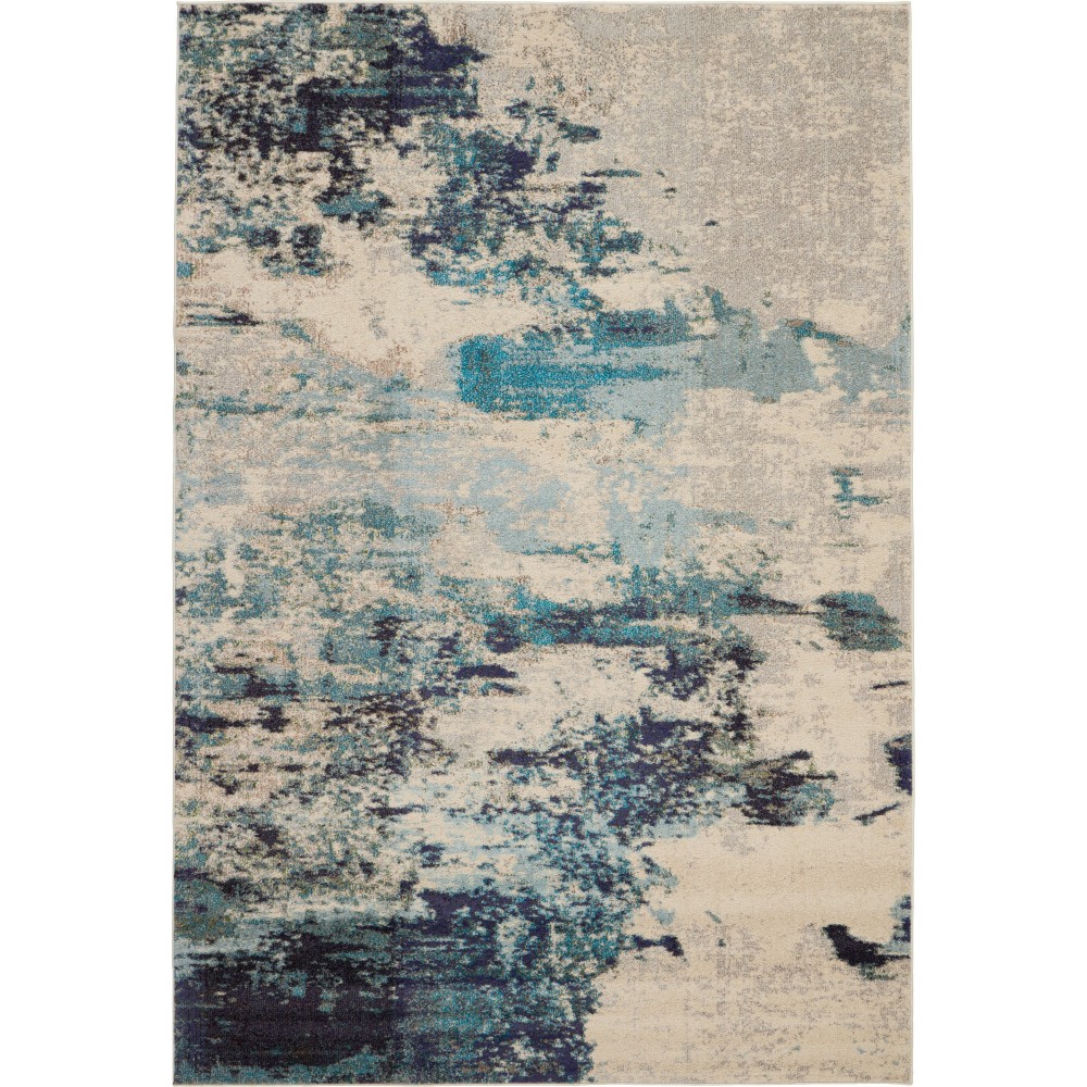 Nourison Celestial CES02 Area Rug, Ivory/Teal Blue, 6'7" x 9'7" Nourison Celestial CES02 Area Rug, Ivory/Teal Blue, 6'7" x 9'7"