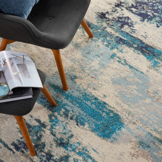 Nourison Celestial CES02 Area Rug, Ivory/Teal Blue, 6'7" x 9'7"