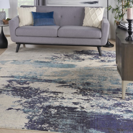 Nourison Celestial CES02 Area Rug, Ivory/Teal Blue, 7'10" x 10'6"