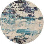 Nourison Celestial CES02 Area Rug, Ivory/Teal Blue, 7'10" x Round