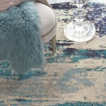 Nourison Celestial CES02 Area Rug, Ivory/Teal Blue, 7'10" x Round