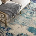 Nourison Celestial CES02 Area Rug, Ivory/Teal Blue, 9' x 12'