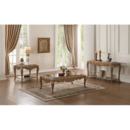 ACME Orianne Sofa Table, Mirrored & Antique Gold