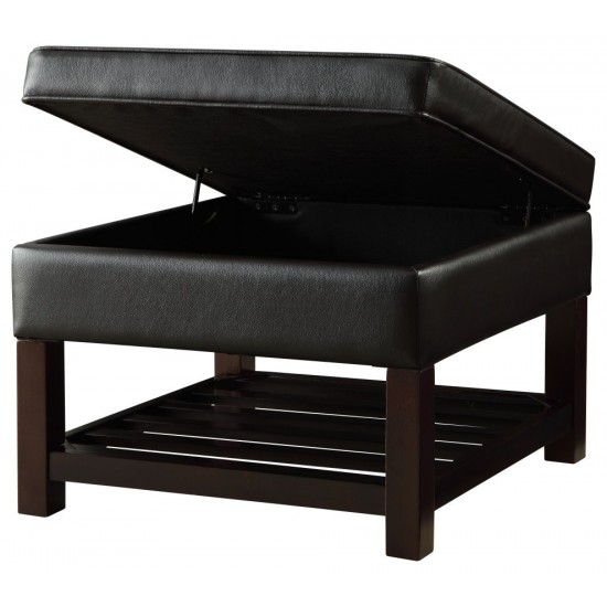 ACME Keiko Cocktail Table w/Storage, Ebony PU & Espresso