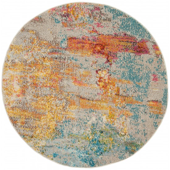 Nourison Celestial CES02 Area Rug, Sealife, 4' x Round