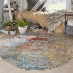 Nourison Celestial CES02 Area Rug, Sealife, 5'3" x Round