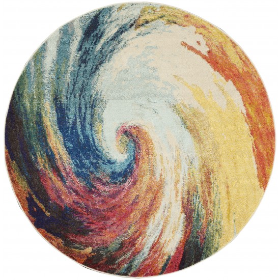 Nourison Celestial CES07 Area Rug, Wave, 4' x Round