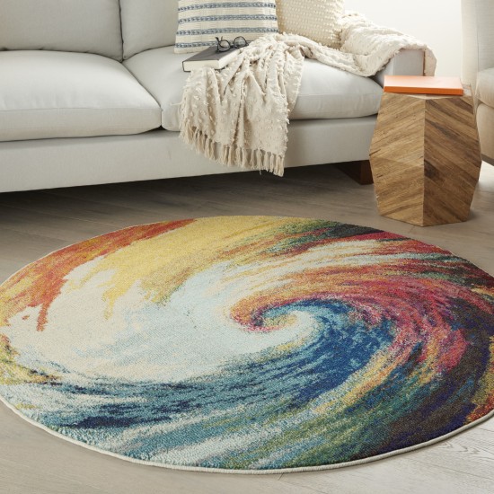 Nourison Celestial CES07 Area Rug, Wave, 4' x Round