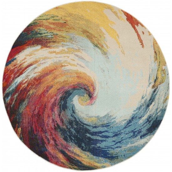 Nourison Celestial CES07 Area Rug, Wave, 7'10" x Round