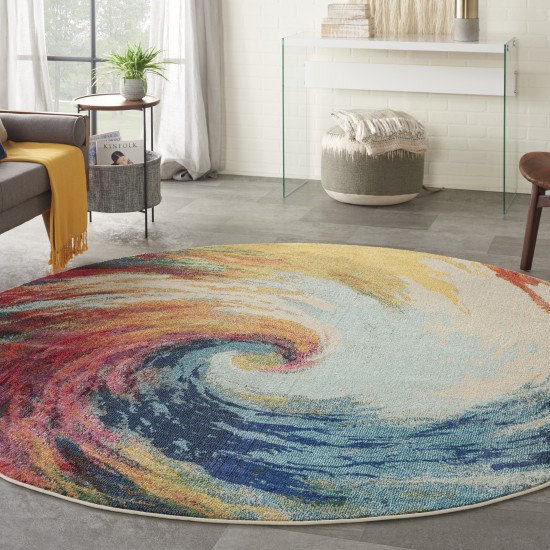 Nourison Celestial CES07 Area Rug, Wave, 7'10" x Round