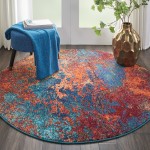 Nourison Celestial CES08 Area Rug, Atlantic, 4' x Round