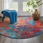 Nourison Celestial CES08 Area Rug, Atlantic, 4' x Round