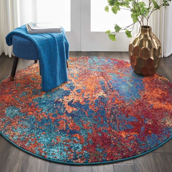 Nourison Celestial CES08 Area Rug, Atlantic, 5'3" x Round