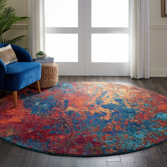 Nourison Celestial CES08 Area Rug, Atlantic, 7'10" x Round