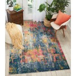 Nourison Celestial CES09 Area Rug, Blue/Yellow, 5'3" x 7'3"