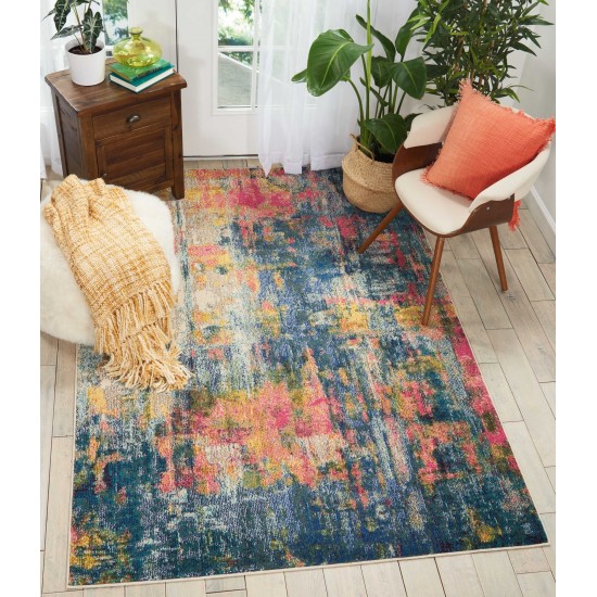 Nourison Celestial CES09 Area Rug, Blue/Yellow, 5'3" x 7'3"