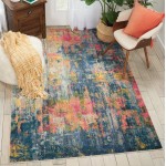 Nourison Celestial CES09 Area Rug, Blue/Yellow, 5'3" x 7'3"