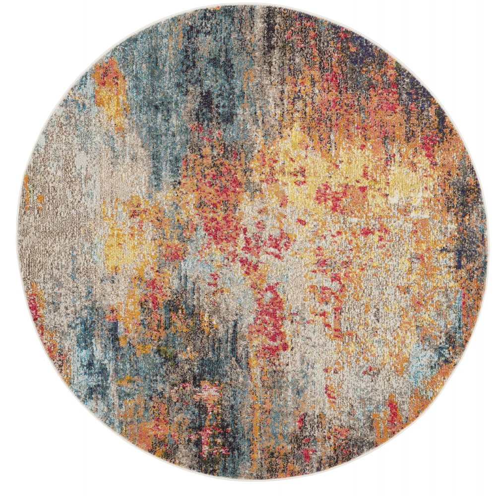 Nourison Celestial CES15 Area Rug, Multicolor, 5'3" x Round