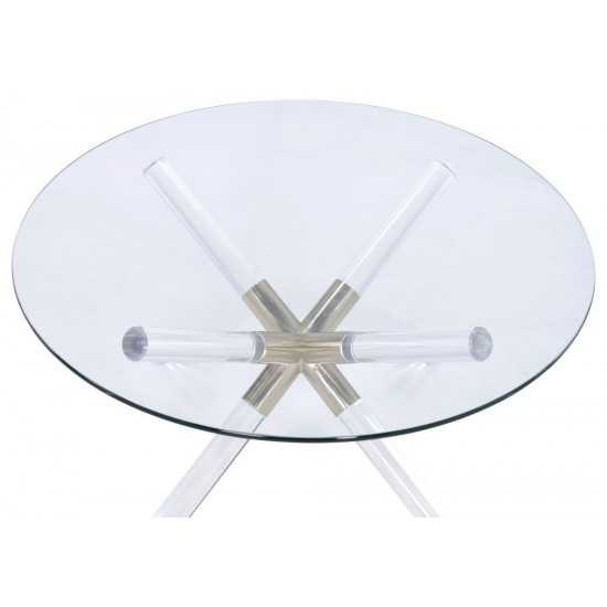 ACME Kalani Coffee Table, Gold, Clear Acrylic & Clear Glass