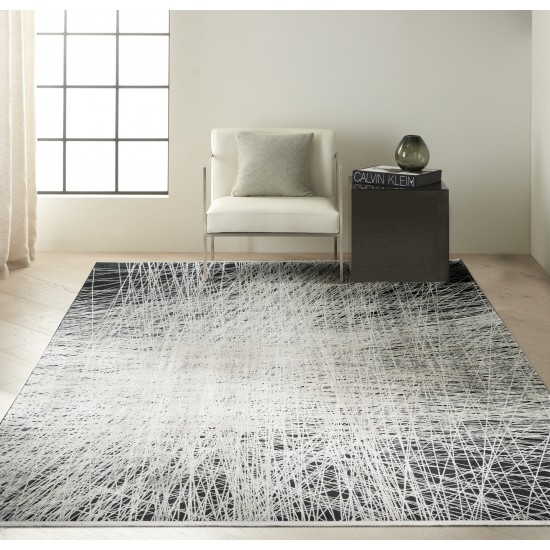 Calvin Klein Balian CK55 Area Rug, Black/Silver, 8' x 10'