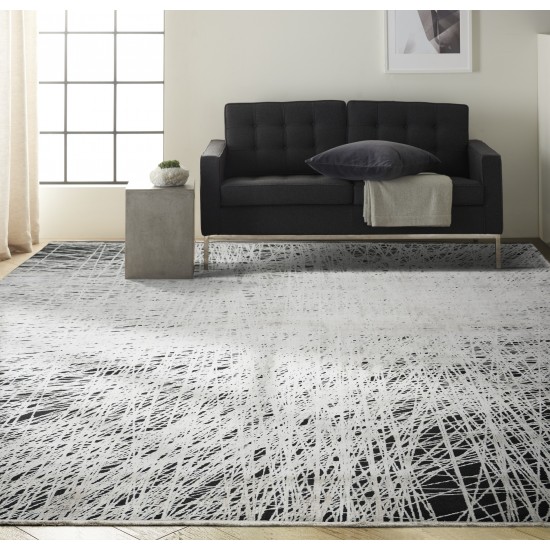 Calvin Klein Balian CK55 Area Rug, Black/Silver, 9' x 12'