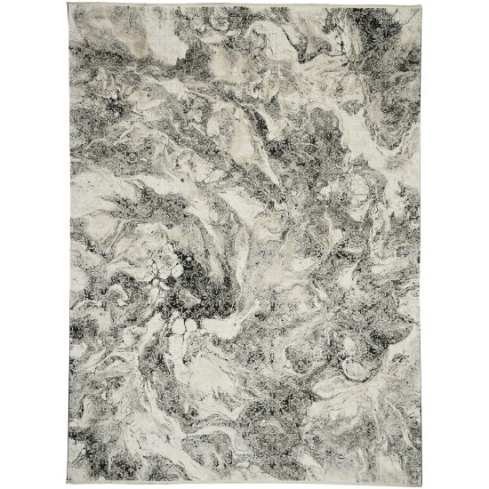 Calvin Klein Balian CK56 Area Rug, Silver/Black, 10' x 13'2"