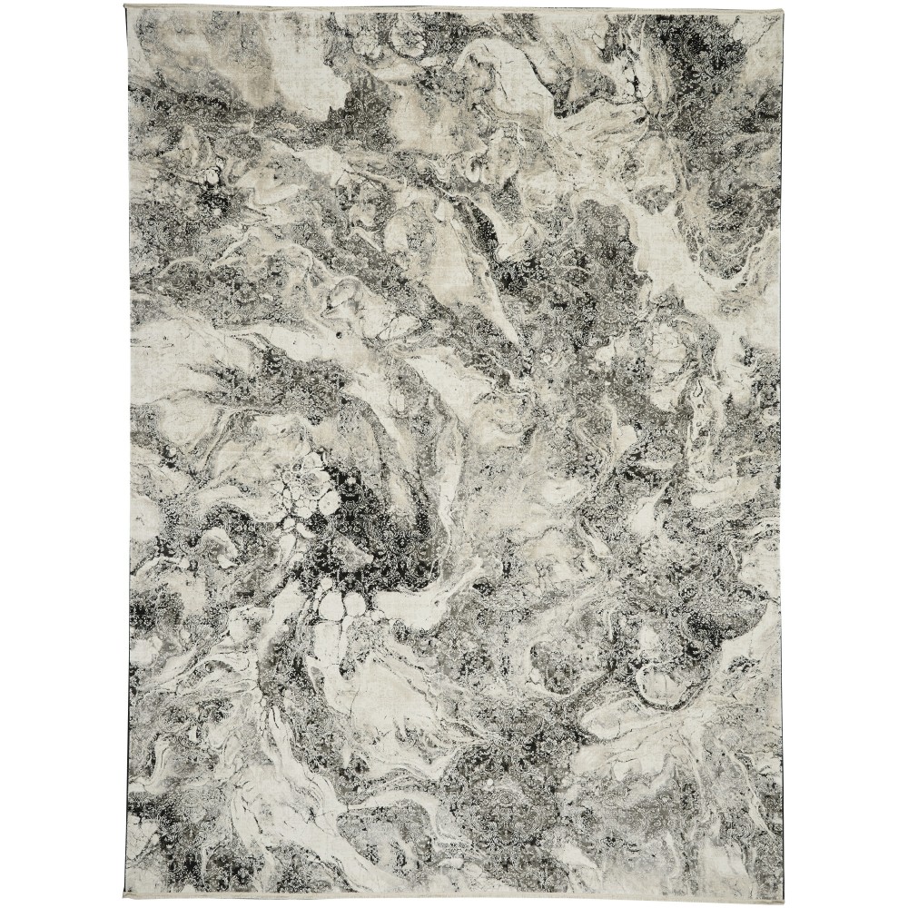 Calvin Klein Balian CK56 Area Rug, Silver/Black, 9' x 12'