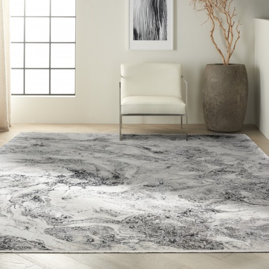 Calvin Klein Balian CK56 Area Rug, Silver/Black, 9' x 12'