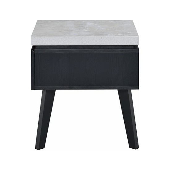 ACME Magna End Table, Faux Concrete & Black