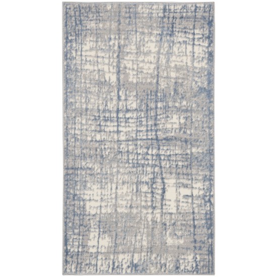 Calvin Klein Ck950 Rush CK950 Area Rug, Ivory/Blue, 2'2" x 3'9"