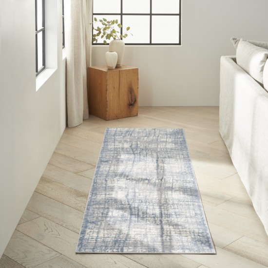 Calvin Klein Ck950 Rush CK950 Runner Rug, Ivory/Blue, 2'3" x 10'