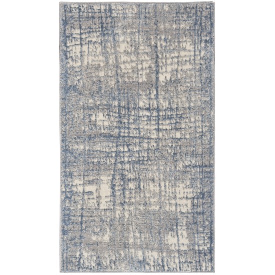 Calvin Klein Ck950 Rush CK950 Area Rug, Ivory/Blue, 3'2" x 5'