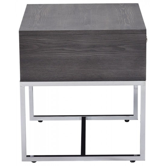 ACME Iban - End Table, Gray Oak & Chrome