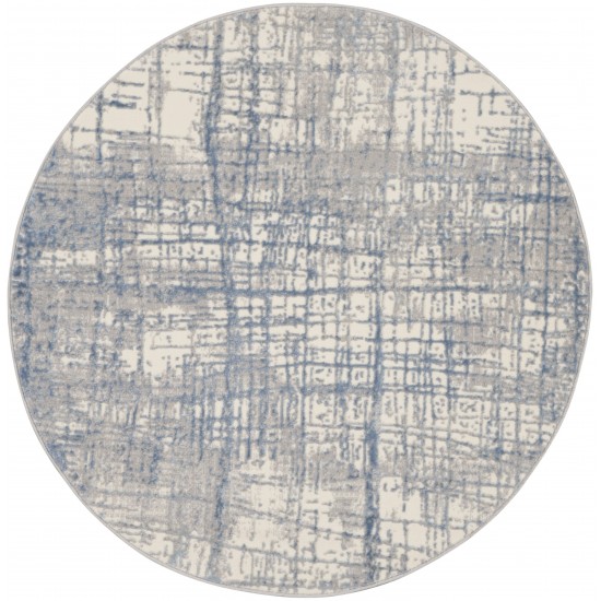 Calvin Klein Ck950 Rush CK950 Area Rug, Ivory/Blue, 4' x Round