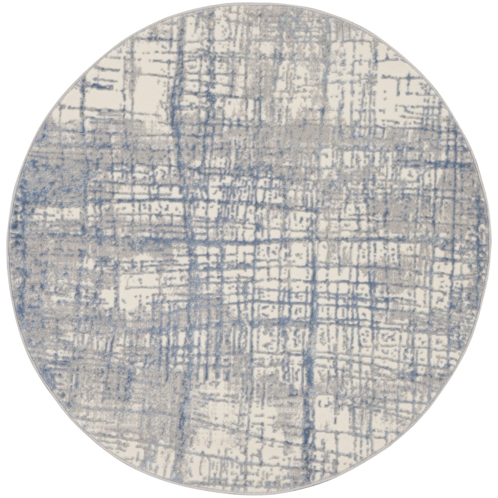 Calvin Klein Ck950 Rush CK950 Area Rug, Ivory/Blue, 4' x Round