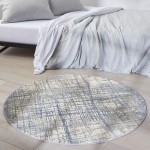 Calvin Klein Ck950 Rush CK950 Area Rug, Ivory/Blue, 4' x Round