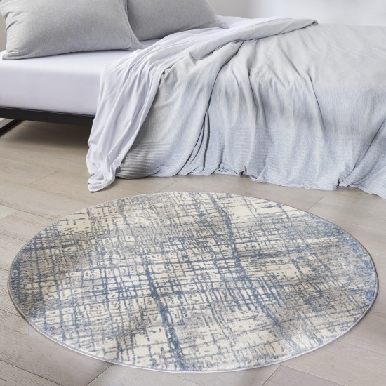 Calvin Klein Ck950 Rush CK950 Area Rug, Ivory/Blue, 4' x Round