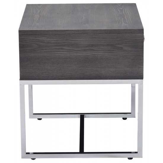 ACME Iban - End Table, Gray Oak & Chrome