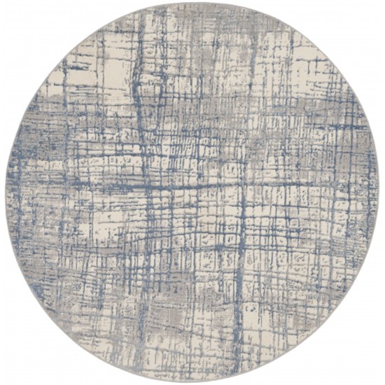 Calvin Klein Ck950 Rush CK950 Area Rug, Ivory/Blue, 6' x Round