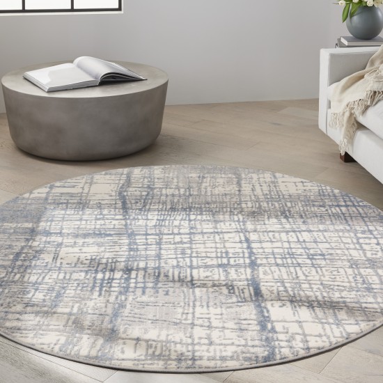 Calvin Klein Ck950 Rush CK950 Area Rug, Ivory/Blue, 6' x Round