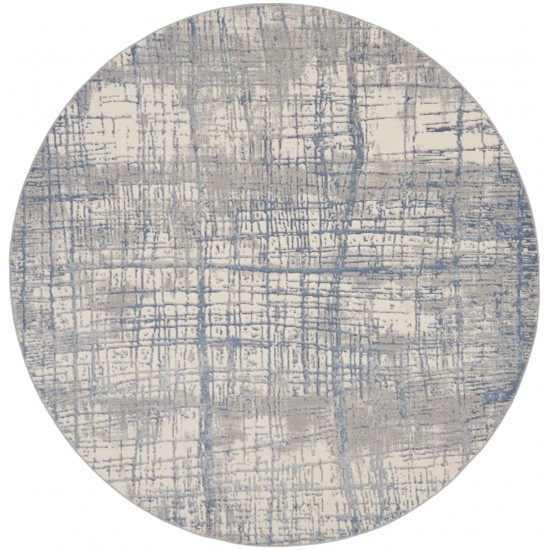 Calvin Klein Ck950 Rush CK950 Area Rug, Ivory/Blue, 8' x Round