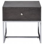 ACME Iban - End Table, Gray Oak & Chrome