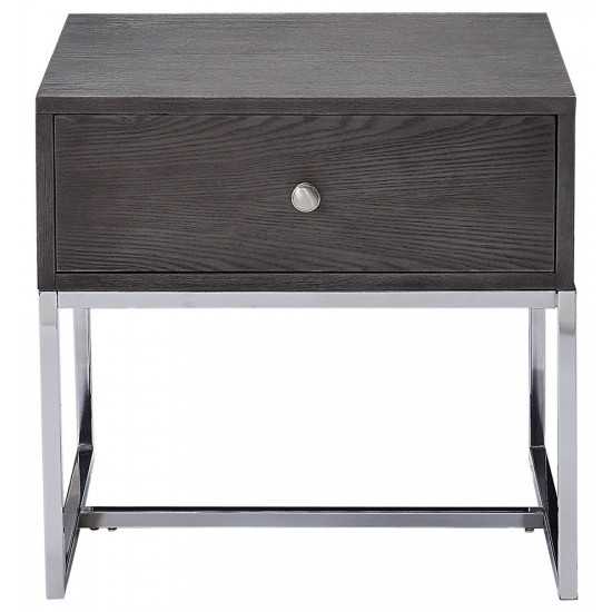 ACME Iban - End Table, Gray Oak & Chrome