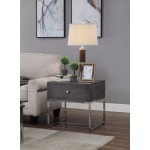 ACME Iban - End Table, Gray Oak & Chrome