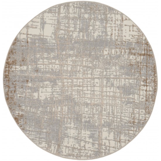 Calvin Klein Ck950 Rush CK950 Area Rug, Ivory/Taupe, 4' x Round